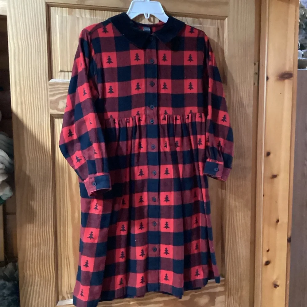 Lands End Vintage Girls dress with cute tree print - size 12